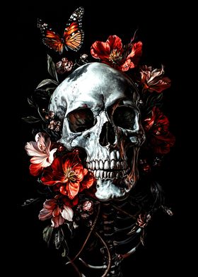 Skull and flower