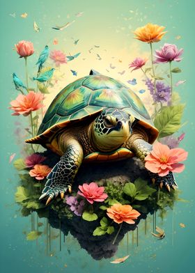 Turtle in Vintage Colors