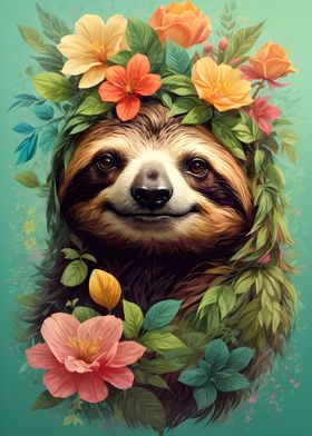 Sloth Vintage Art Print