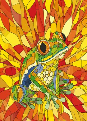 Pop Art Frog Cubism Style