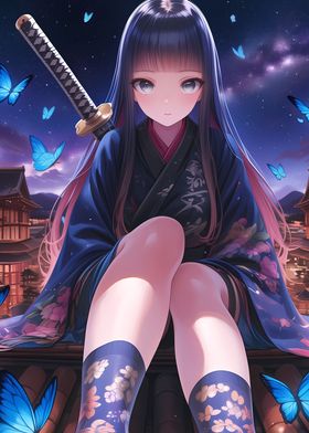 Ninja Girl  Butterflies