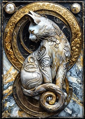 Regal Kintsugi Cat Art