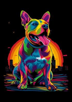 Bull Terrier Dog Sunset