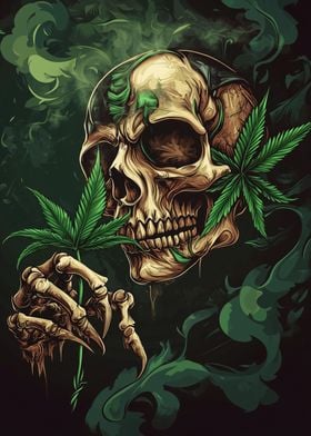 skull smoking weed a