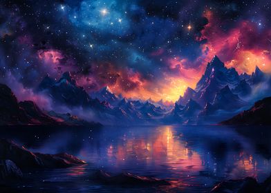 Galaxy Sunset Landscape