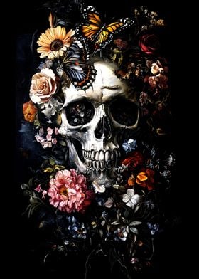 Skull and flower