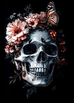 Skull and flower