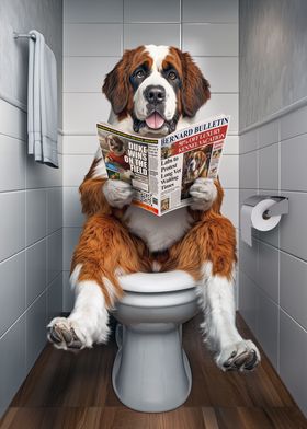 St Bernard on the Toilet