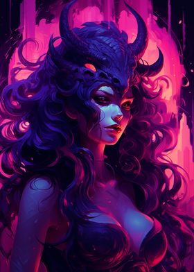 Neon Purple Demon Girl