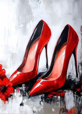 Red High heeled Shoes