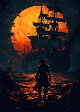 pirate sunset and boat