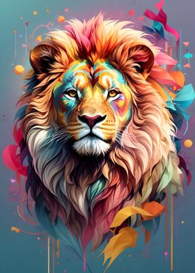 Colorful Lion Art Print