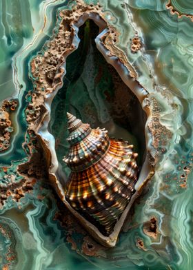 Green Agate Seashell