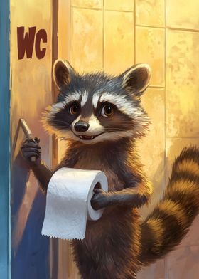 Raccoon bathroom paper