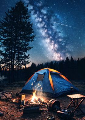 camping at night