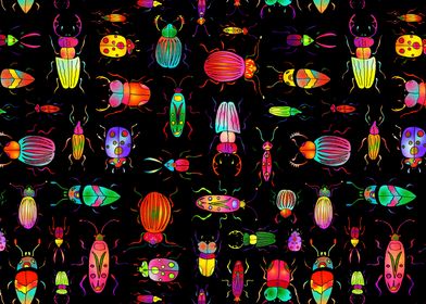 Colorful Bugs Black