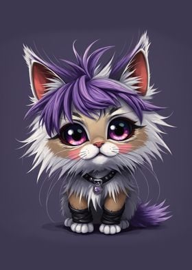 Kitten with violet hair