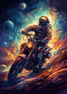 Motorcycle Astronaut Space