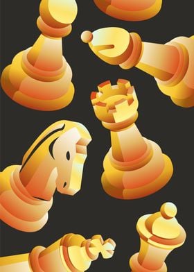 Chess Pieces Gold