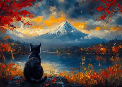 Fuji Mountain Black Cat