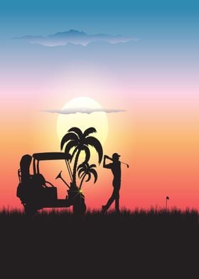 golf in sunset