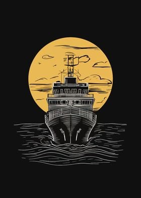 Ship Under the Full Moon