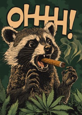 Raccoon smoking weed cigar