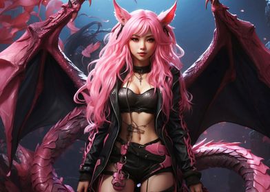 anime girl dragon fantasy