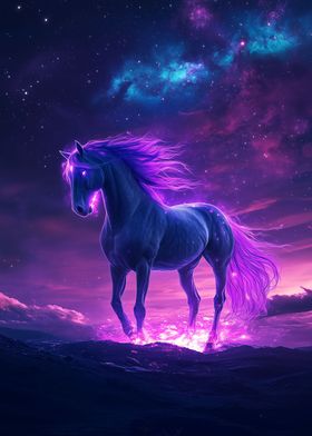 Neon Space Cute Horse