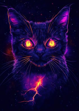 Cute Neon Cat Light eyes