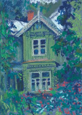 Old House Pastel Painting