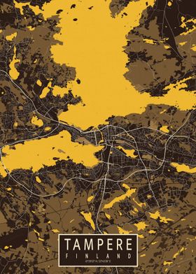 Tampere City Map Pastel