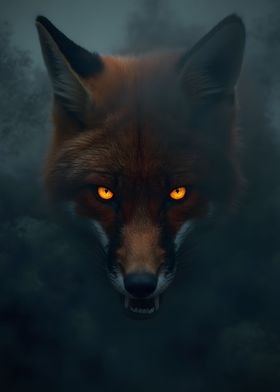 fox face hidden in dark