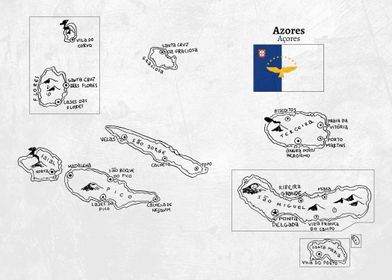 Handdrawn Map of Azores