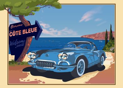 Voiture vintage cote bleue