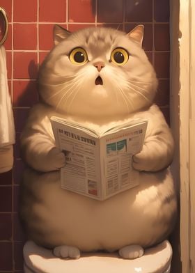 Chubby Cat on Toilet 2