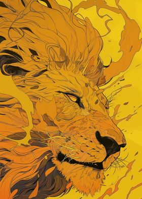 painting gold lion