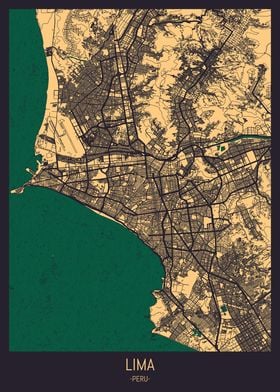 Lima Peru City Street Map