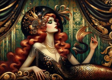 Golden Art Deco Mermaid