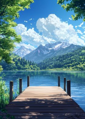 Wooden dock on the lake