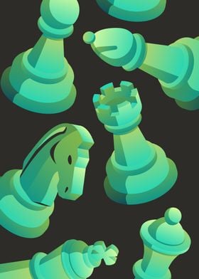 Chess Pieces Green