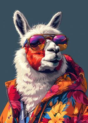 Llama in hippie jacket