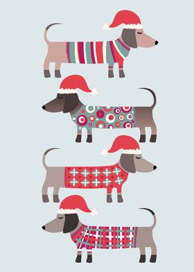 Christmas Dachshund Dogs