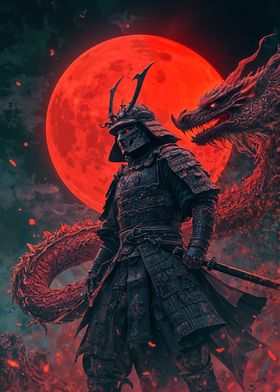 Samurai dragon Red Moon 