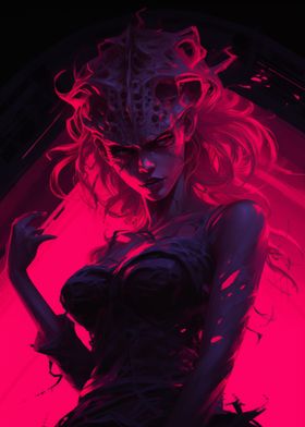 Neon Pink Demon Girl