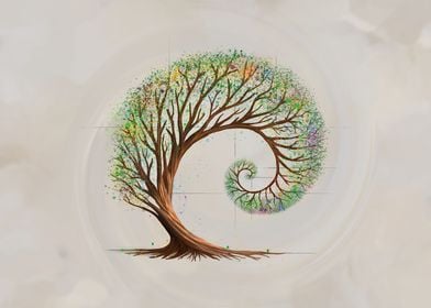 Golden Ratio Spiral Tree