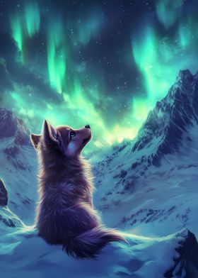 Northern Lights dog aurora