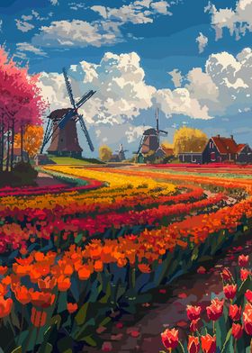 Dutch Tulips Pixel Art