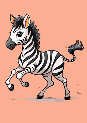 Cute Cartoon Zebra  