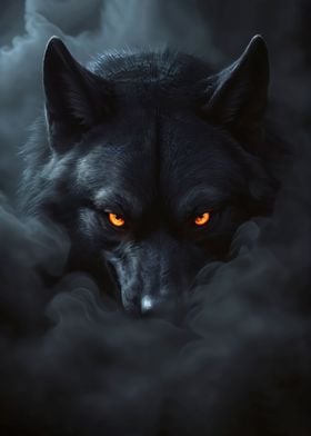 Wild black wolf halloween 